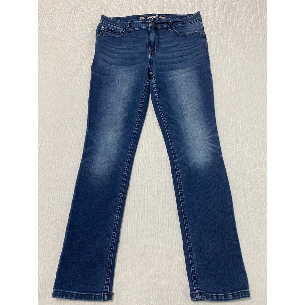 Cat & Jack Girls Size 16 Blue Skinny Stretch Denim Jeans Mid Rise School